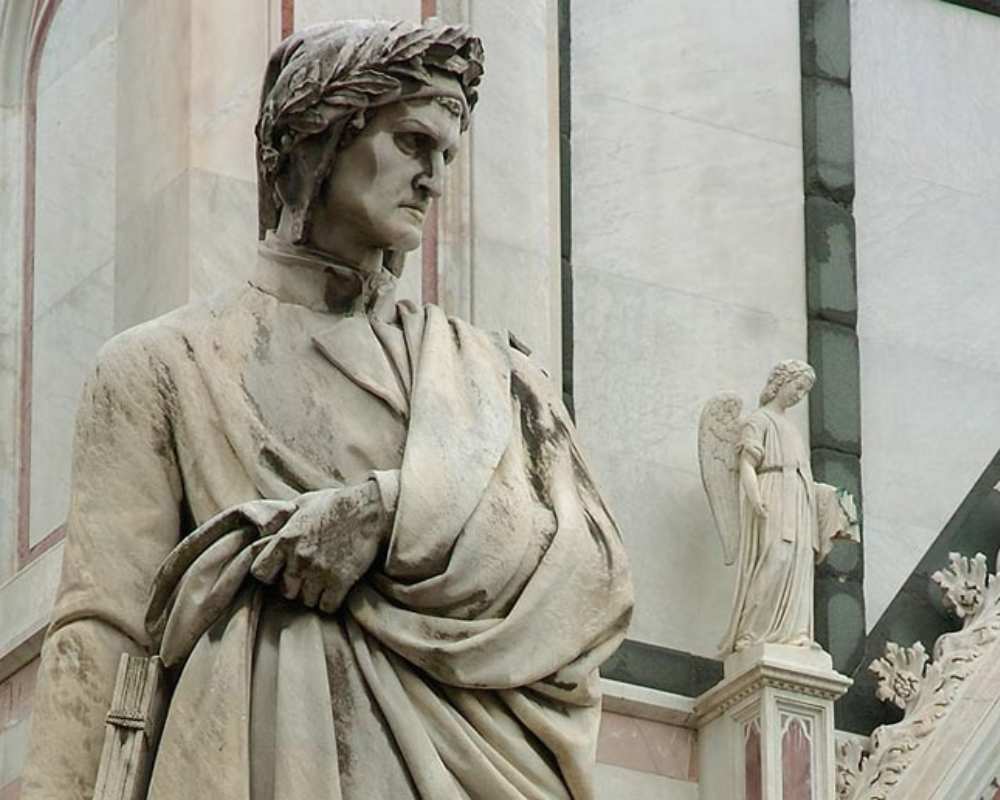 The statue of Dante in piazza Santa Croce