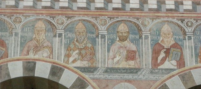 Portraits of the Pontiffs inside the basilica
