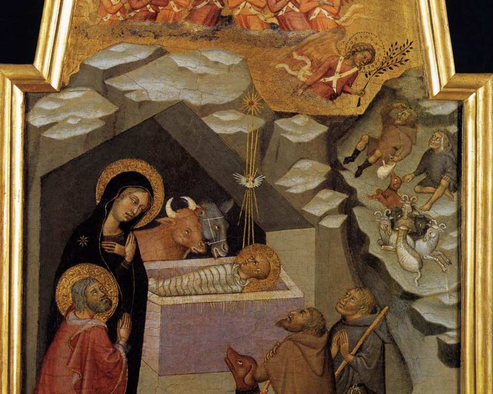 Bartolo di Fredi, Nativity and adoration of the shepherds, Vatican Museums, 1383