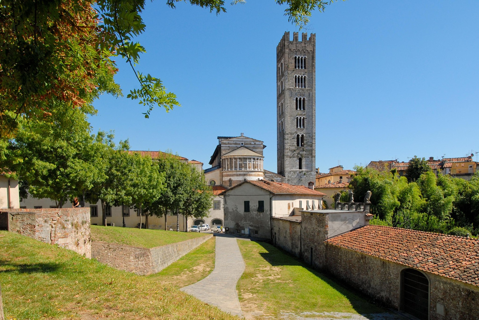 A view of the Church of San Frediano from the ancient walls of Lucca